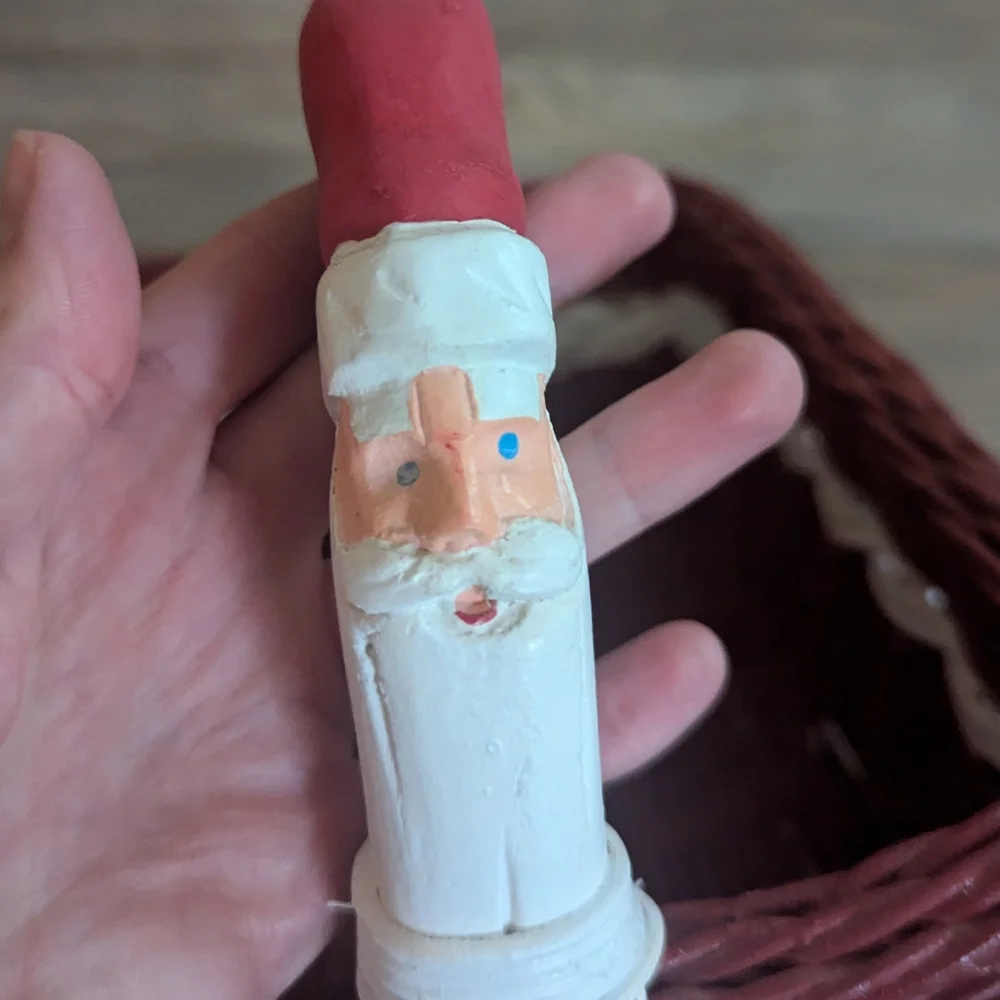 Vintage Santa Christmas Woven Basket Decor